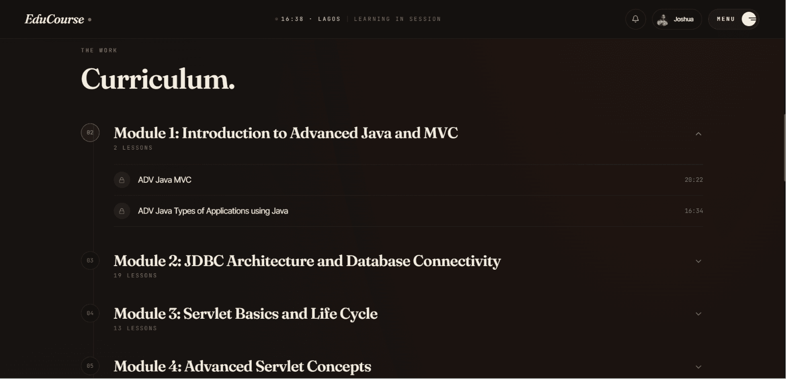 EduCourse — single course overview